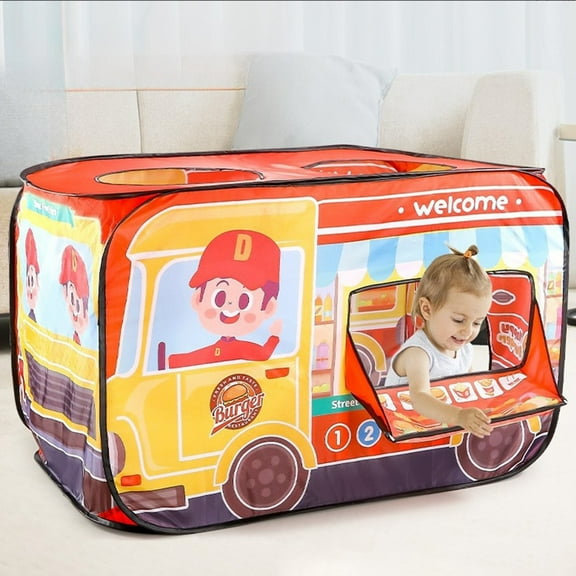 Gifts for Kids! Fwttom Toy Cars, Children's Outdoor Toys Interactive Game House Car Bus Indoor Hamburger Car Tent Automatic Bounce Game Tent Playing Home Parent Child Interactive Toys