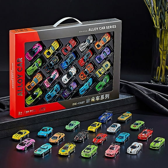 Gifts for Kids! Fwttom Toy Cars, Children's Simulation 1:64 Small Car Set Gift Box Inertial Skidding Racing Car Model Toy Car 20 Only, Boys and Girls Holiday Gift Birthday Gift