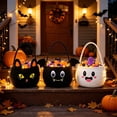 thumbnail image 1 of Gifts for Kids! Halloween Candy Bucket Trick or Treat Crochet Cotton Ghost Bats Cats Treat Snack Goodie Small Gift Basket 6.7in for Kids Party Favors by MPOISVA, 1 of 7