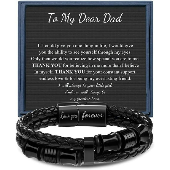 Gifts for Man Double-Row Braided Leather Bracelet for Men Cool Gifts for Dad Son Boyfriend Husband Birthday Gifts for Anniversary Leather Bracelet Christmas Anniversary 7.5 8.5 9 Inches
