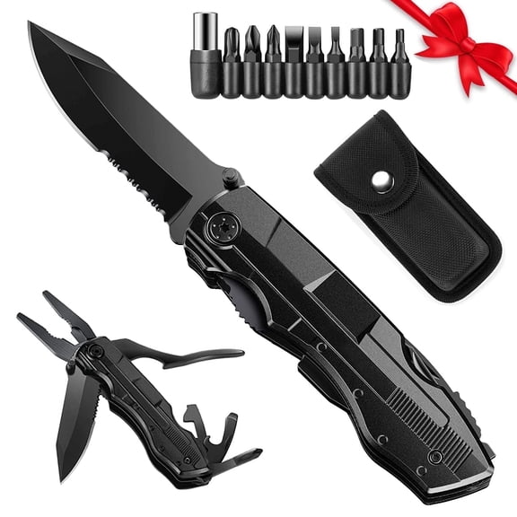 20-in-1 Multitool Pocket Knife, Multi Tool Folding Plier with Bottle Opener, Saw Screwdrivers and More, Essential Survival Tools Perfect for Camping, Outdoor, Fathers Day Birthday Gifts for Men Dad