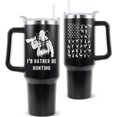 thumbnail image 1 of Gifts for Men 40oz Hunting Tumbler 40oz Tumbler with Handle and Straw I''d Rather Be Hunting Coffee Travel Mugs Patriotic Tumbler with Handle Deer Hunting Gifts for Men Dad Husband, 1 of 6