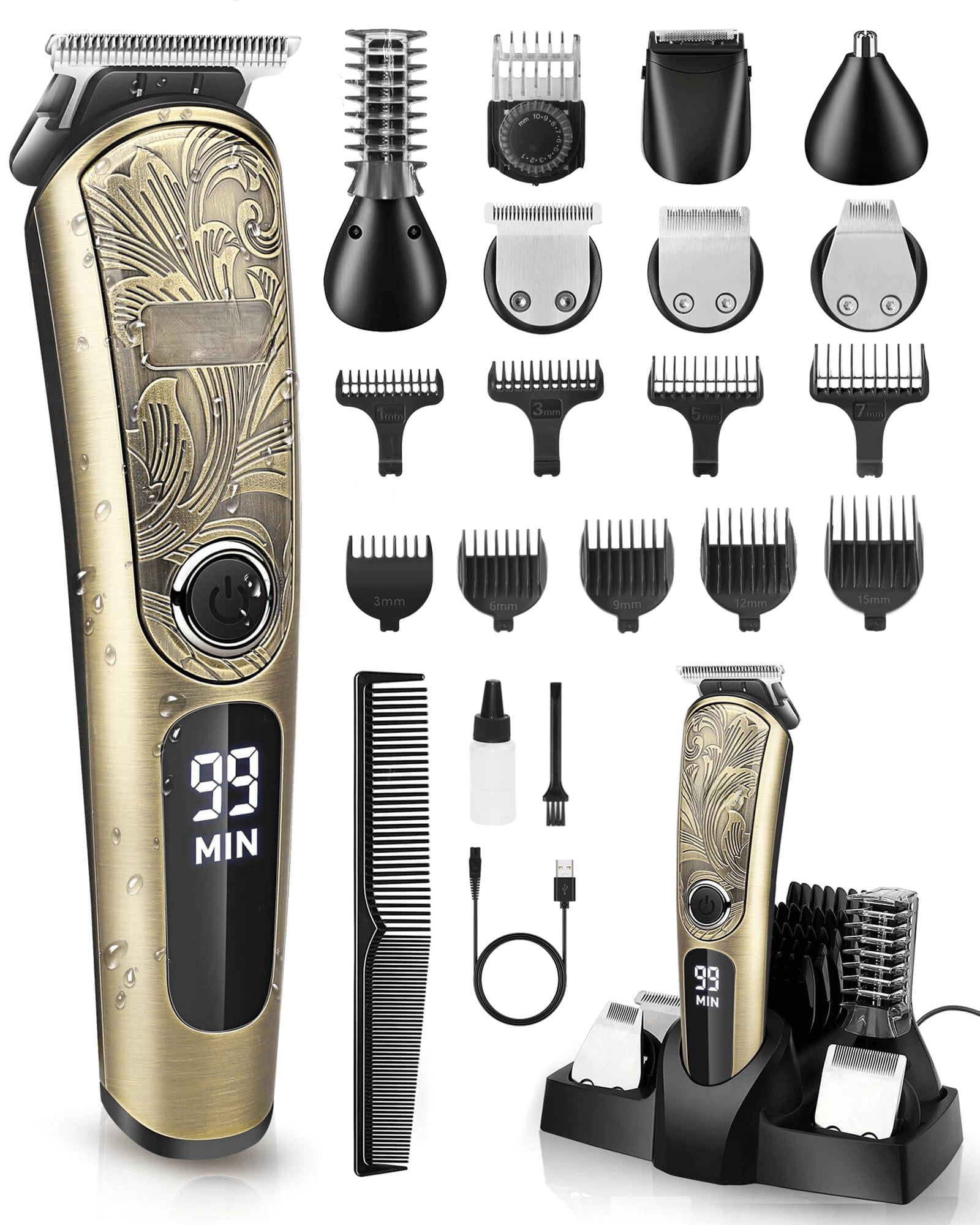 Gifts For Men  Beard Trimmer With Charging Stand Ipx7 Waterproof Electric Razor Shavers Clippers Hair Cutting Mens Grooming Kit Mustache Nose Facial Body
