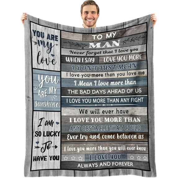 Gifts for Men, Birthday Gifts for Him Husband, Funny Gifts for Men, Blanket Gifts for Anniversary Father's Day Valentines Wedding for Boyfriend, to My Man Throw Blanket 50"x 60"
