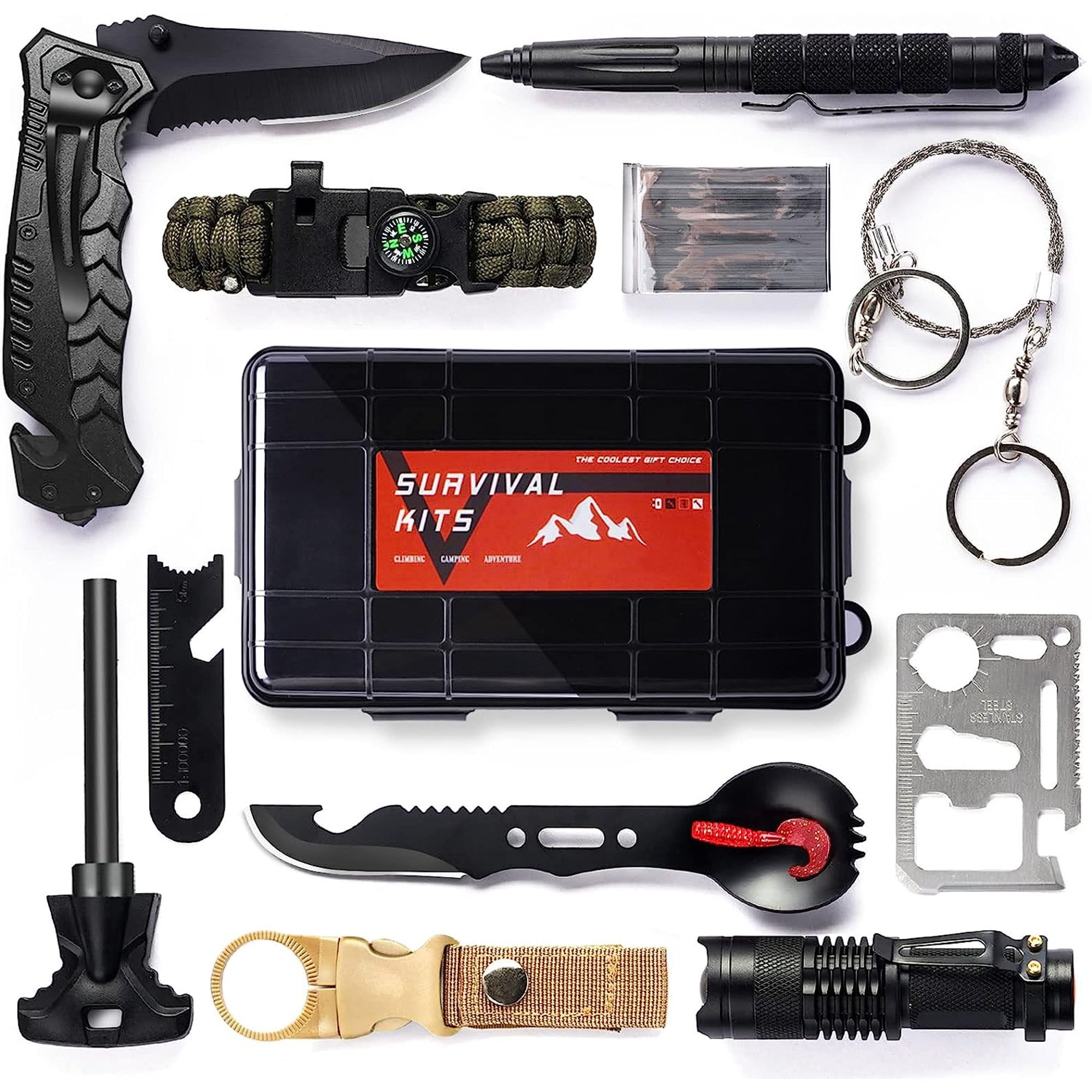 28 In 1 Emergency Survival Gear And Equipment Set For Outdoor Camping  Hiking Fishing Hunting, Birthday Gift For Men Dad Husband