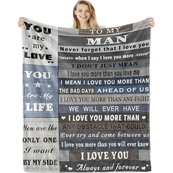 Gifts for Men Him Husband, I Love You for Husband Boyfriend Birthday Gifts Ideas, Anniversary Father''s Day Birthday Gifts for Husband Dad,Valentines Wedding for Him,to My Man Blanket 60"x 50"