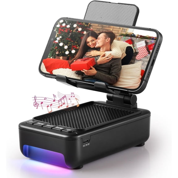 Gifts for Men Him, Phone Stand with Speaker& Color Changing Light, Gifts for Women Dad Her Husband, Cool Tech Gadget Speaker, Birthday Gifts for Men, Gifts