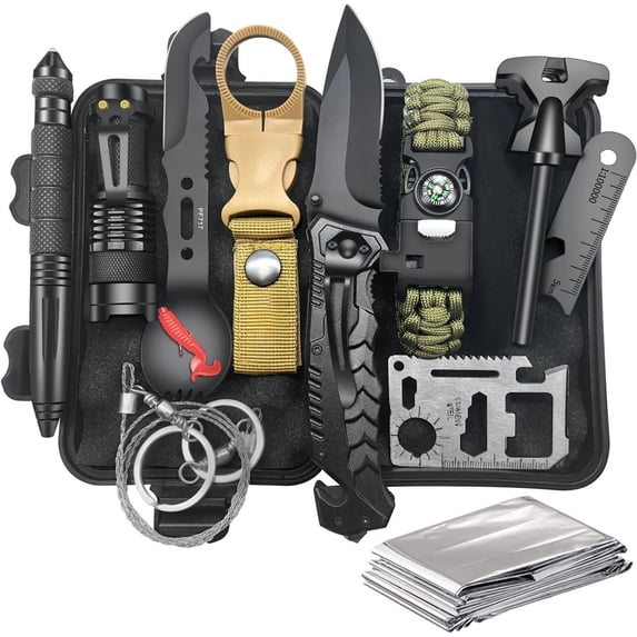 Gifts for Him Men Husband Dad Valentines Day - Survival Gear and Equipment 12 in 1, Survival Kits - Cool Fishing Hunting Camping Anniversary Birthday Gift for Man Teen Boy Boyfriend Women 11 in 1