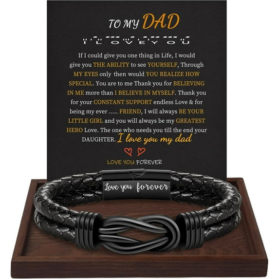 Gifts for Men Leather Bracelet Brown Braided Forever I Love You Gifts for Him Infinity Cuff Bracelets Birthday Gifts for Boyfriend Son Grandson Husband Dad Mens Fathers Day Gift