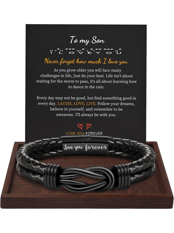 Gifts for Men Leather Bracelet Brown Braided Forever I Love You Gifts for Him Infinity Cuff Bracelets Birthday Gifts for Boyfriend Son Grandson Husband Dad Mens Fathers Day Gift