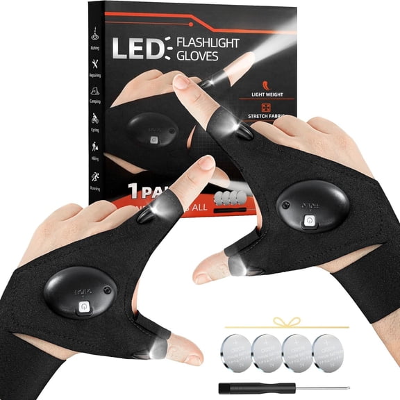 Gifts for Men Stocking Stuffers for Adults LED Flashlight Gloves Cool Gadgets Tools Outdoor Hands Free Flashlights for Fishing Repairing Camping Men Birthday Christmas Gifts