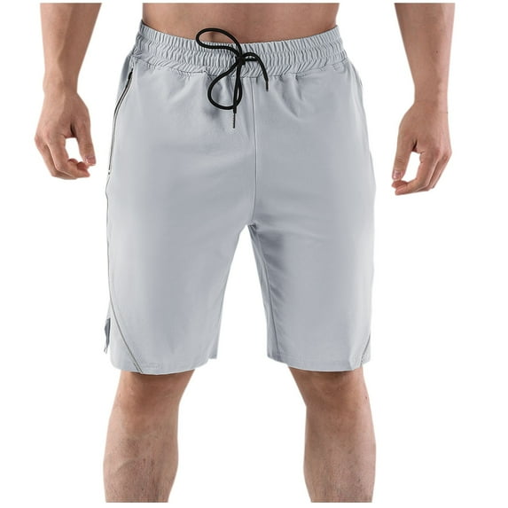 Gifts for Men! Titcea Men's Shorts Elastic Waisted Solid Color Drawstring Zipper Pockets Athletic Shorts Running Workout Split Hem Summer Casual Shorts