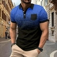 thumbnail image 1 of Gifts for Men! Titcea Mens Tshirts Star Gradient Printed Lapel Short Sleeve Buttons Work Shirts with Pockets Hawaiian Beach Holiday Summer Casual T-Shirts, 1 of 6