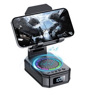 Cillso Phone Stand with Bluetooth Speaker, Gifts for Men Women, Foldable Adjustable Desktop Phone Holder with HD Stereo Sound & LED Lights, 4-in-1 Tech Gadget Compatible with iPhone, Android & iPad