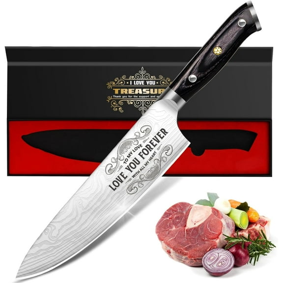 Gifts for Him Her Men Women Husband, Christmas Xmas Stocking Stuffers, Anniversary Birthday Gifts ideas for Him Her, 8 inch Pro German Chef Knife, Kitchen Knife Gift Set