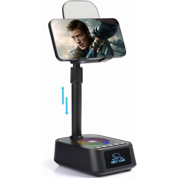 Gifts for Men Women, Phone Stand with Bluetooth Speaker, Birthday Gifts Him Her, Adjustable Height Phone Holder with HD Stereo Sound Fits All Phones &Tablet, Unique Gifts for Dad Mom Christmas