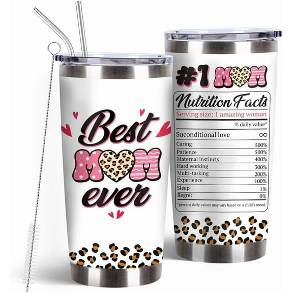 Gifts for Mom, 20 Oz Stainless Steel Mom Tumbler with Brush & Straw, Mom Birthday Gifts, Mom Cups Tumbler, Christmas Gift for Mom, Mom Coffee Tumbler(Mom 20 Oz)