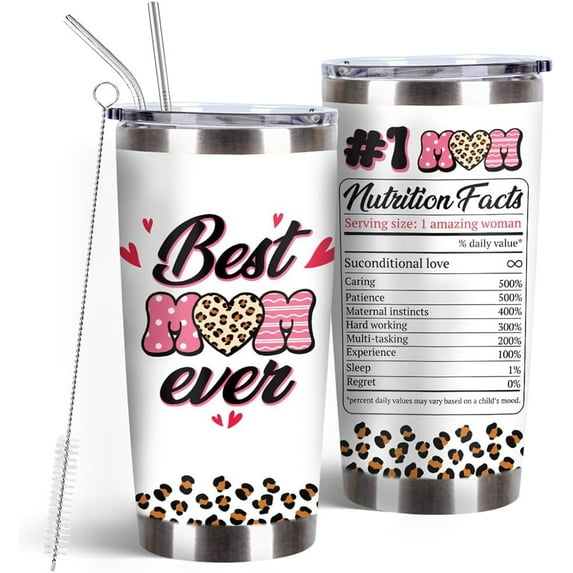 Gifts for Mom, 20 Oz Stainless Steel Mom Tumbler with Brush & Straw, Mother Birthday Gifts, Mama Cups Tumbler, Birthday Gift for Mother,Mama Coffee Cup