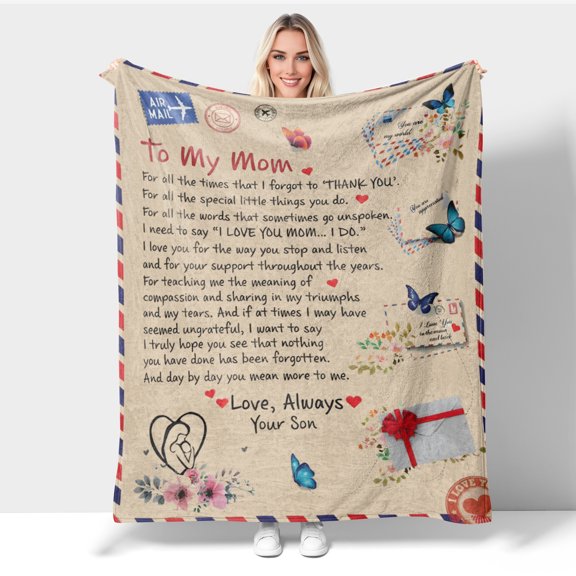 Gifts for Mom, Anniversary Birthday Gifts for Mom, Blanket to Mom from Daughter Son, Presents for Mother's Day,Christmas, Valentines, Soft Flannel Throw Blanket Bed Blanket 30x40 Inch