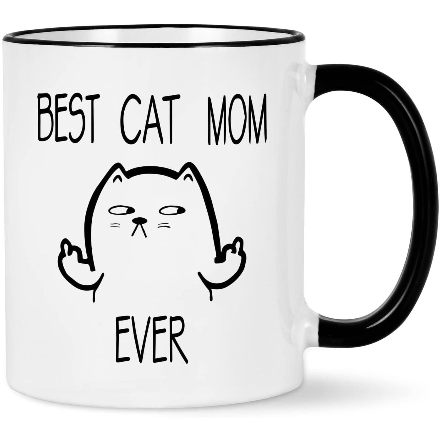 Gifts for Mom - Best Cat Mom Ever Coffee Mug, Cat Gifts for Cat Lovers, Christmas Gifts, Birthday Gifts, Modwnfy White 11 fl oz Coffee Mugs Ceramic Mug Tea Cup