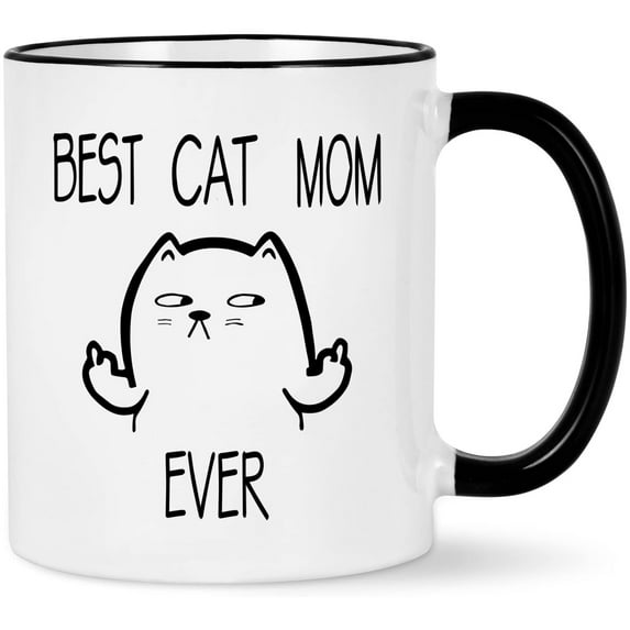 Gifts for Mom - Best Cat Mom Ever Coffee Mug, Cat Gifts for Cat Lovers, Christmas Gifts, Birthday Gifts, Modwnfy White 11 fl oz Coffee Mugs Ceramic Mug Tea Cup
