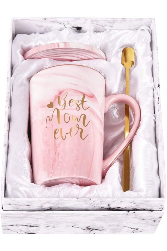 Gifts for Mom - Best Mom Ever Coffee Mug, Mothers Day Gifts for Mom, Birthday Gifts, Christmas Gifts, Mom Gifts, Pink Coffee Mugs Ceramic Mug Tea Cup 14 fl oz