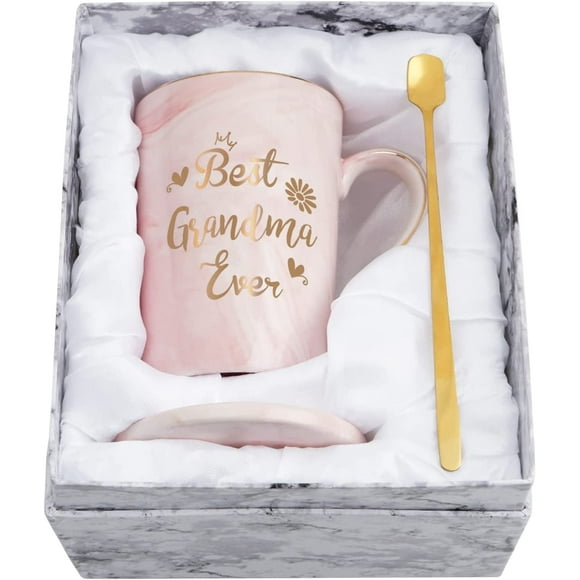 Gifts for Grandma - Best Grandma Ever Coffee Mug, Mothers Day Gifts for Grandma, Christmas Gifts, Birthday Gifts, Grandma Gifts, Futtumy 14 fl oz Pink Coffee Mugs Ceramic Mug Tea Cup