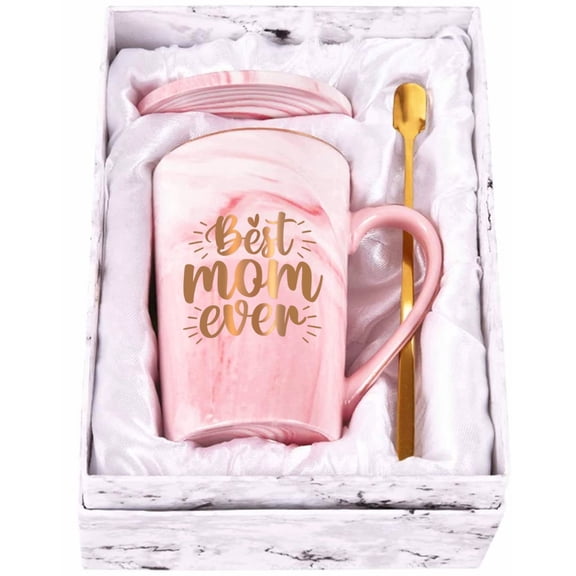 Gifts for Mom - Best Mom Ever Coffee Mugs, Christmas Gifts, Birthday Gifts, Mom Gifts, Mothers Day Gifts, RollyDanCT Pink 14 fl oz Coffee Mugs Ceramic Mug Tea Cup
