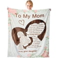 thumbnail image 1 of Gifts for Mom Birthday Gifts for Mom from Daughter to My Mom Blanket Christmas Valentines Day Mothers Day Present Ideas for Mom I Love You Best Mom Ever Gift Super Soft Throw Blanket 60 X 50, 1 of 6