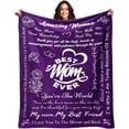 thumbnail image 1 of Gifts for Mom Birthday Gifts for Mom from Daughter Son Mom Birthday Gifts Mothers Day Blanket Gifts for Mom Christmas Valentines Day Gifts for Mom Best Mom Ever Gifts Throw Blanket 50"*60" Purple, 1 of 6