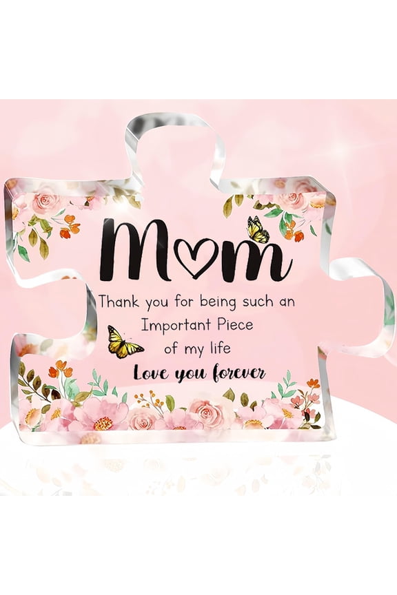 Gifts for Mom, Birthday Gifts for Mom - Engraved Acrylic Block Puzzle Mom Gift 3.9 x 3.3 x 0.6 inch, Mom Birthday Gifts from Daughter, Son, Moms Birthday Gift Ideas, for Moms Birthday