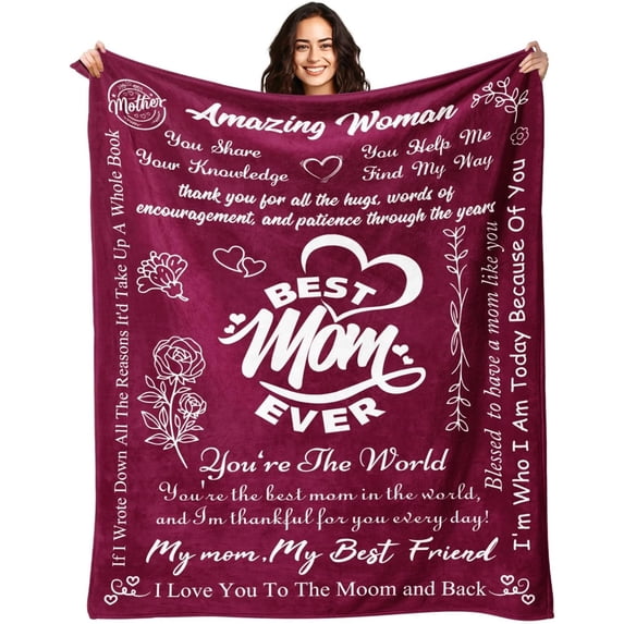 Gifts for Mom Birthday Gifts for Mom Gifts for Mom Birthday Unique Mom Gifts Best Mom Ever Gifts Mothers Day Valentine''s Day Christmas Birthday Gifts for Mom from Daughter Son Mom Blanket 50"*60" Red