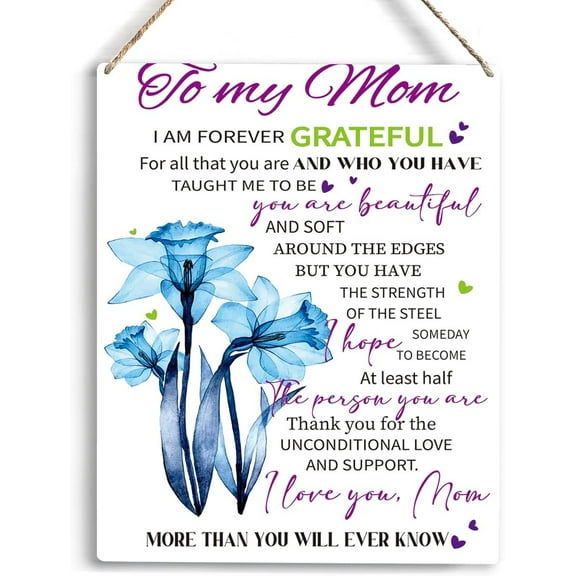 Gifts for Mom Birthday Gifts To My Mom Wooden Hanging Sign Christmas Gifts for Mom from Daughter Son Birthday Anniversary Housewarming Gift Wall Decor for Home Bedroom 8x10 Inch