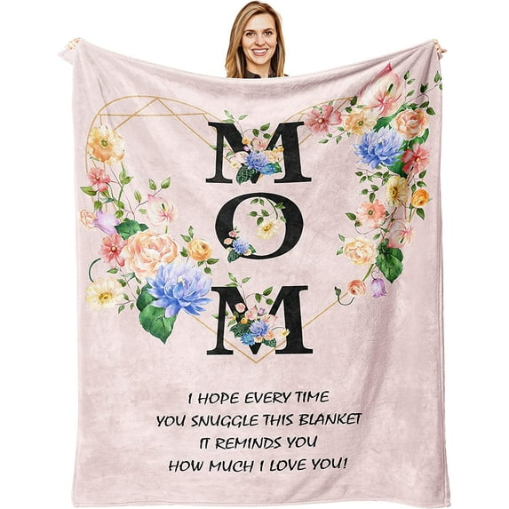 Gifts for Mom Blanket 60x50, Mom Gifts from Daughter/Son, Best Mom Ever Gifts, Birthday Gifts for Mom Throw Blanket, I Love You Mom Gifts, Unique Mom Gift, Gifts for Mom Who Have Everything