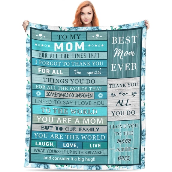 Gifts for Mom Blanket Letter Flannel Throw Blanket Gift for Mom, Gifts for Birthday Mothers Day Christmas,Funny Super Soft Cozy Blanket Mom Gift from Daughter Son Daughter 60"x50"