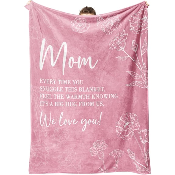 Gifts for Mom Blanket, Mom Birthday Gifts, Birthday Gifts for Mom from Daughter Son, Mom Gifts for Christmas Mothers Day, Super Soft Flannel Throw Blanket for Mom 60" x 50", Blue