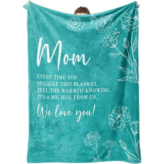 Gifts for Mom Blanket, Mom Birthday Gifts, Birthday Gifts for Mom from Daughter Son, Mom Gifts for Mothers Day Christmas, Super Soft Flannel Throw Blanket for Mom 60" x 50", Blue