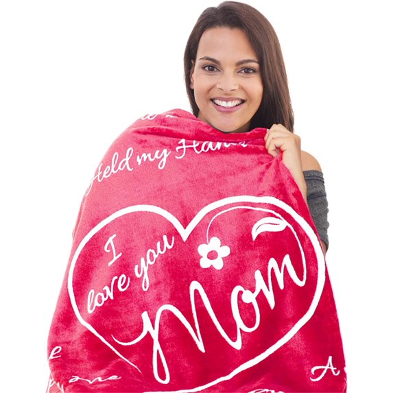 Gifts for Mom, Blanket for Mom Gifts, Christmas Gifts for Mom from Daughter, Mom Birthday Gifts, Presents for Mom from Son, I Love You Mom Blanket, Throw Blanket 60" × 50" (Rose Pink)