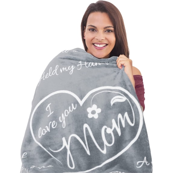 Gifts for Mom, Blanket for Mom Gifts, Christmas Gifts for Mom from Daughter, Mom Birthday Gifts, Presents for Mom from Son, I Love You Mom Blanket, Throw Blanket 60" × 50" (Silver)