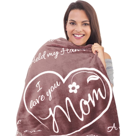 Gifts for Mom, Blanket for Mom Gifts, Christmas Gifts for Mom from Daughter, Mom Birthday Gifts, Presents for Mom from Son, I Love You Mom Blanket, Throw Blanket 60" × 50" (Soft Taupe)