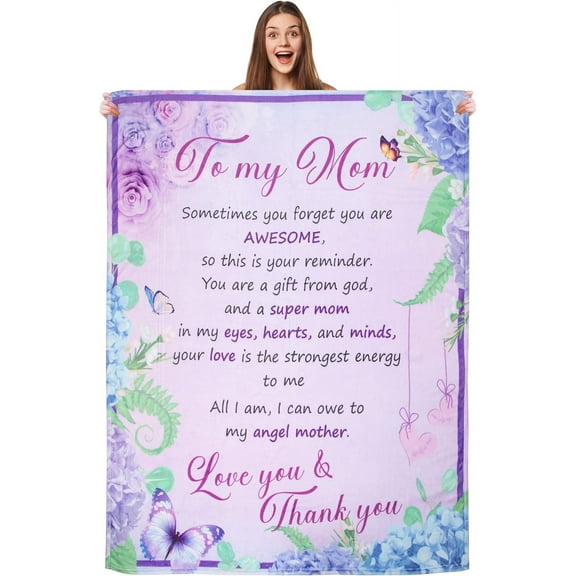 Gifts for Mom Blanket for Mom Gifts Warm Cozy Soft Purple Throw Blankets 80" x 60" Unique Gifts for Women Christmas Thanksgiving Mother's Day Birthday Present Ideas Gift for Mom from Daughter Son