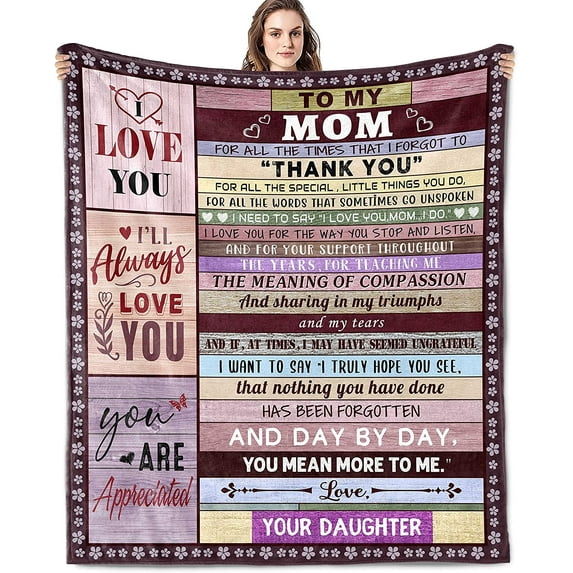 Gifts for Mom Blankets, Mothers Day Birthday Gifts for Mom, Mom Gifts from Daughter, Gifts for Mom from Daughter, Mom Gifts from Son, Mom Birthday Gifts from Daughter, Best Mom Ever Gifts 60x50 Inch