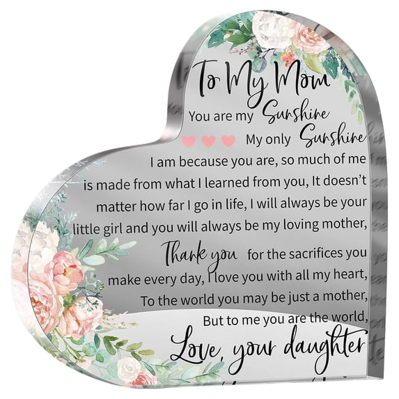Gifts for Mom, Christmas Gifts for Mom, Mom Birthday Gifts - Acrylic Keepsake 3.9x3.9 Inch - I Love You Mom Gifts from Son Daughter, Mother's Day Gift Valentines Day Gifts for Mom (Flower)