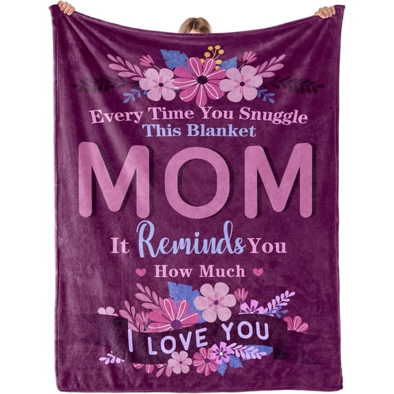Gifts for Mom, Cool Birthday Gifts for Mom from Daughter Son, New Mom First Time Mom Birthday Gifts, Gifts for Moms Who Have Everything - Red Soft Throw Blanket with Floral 50"x60"