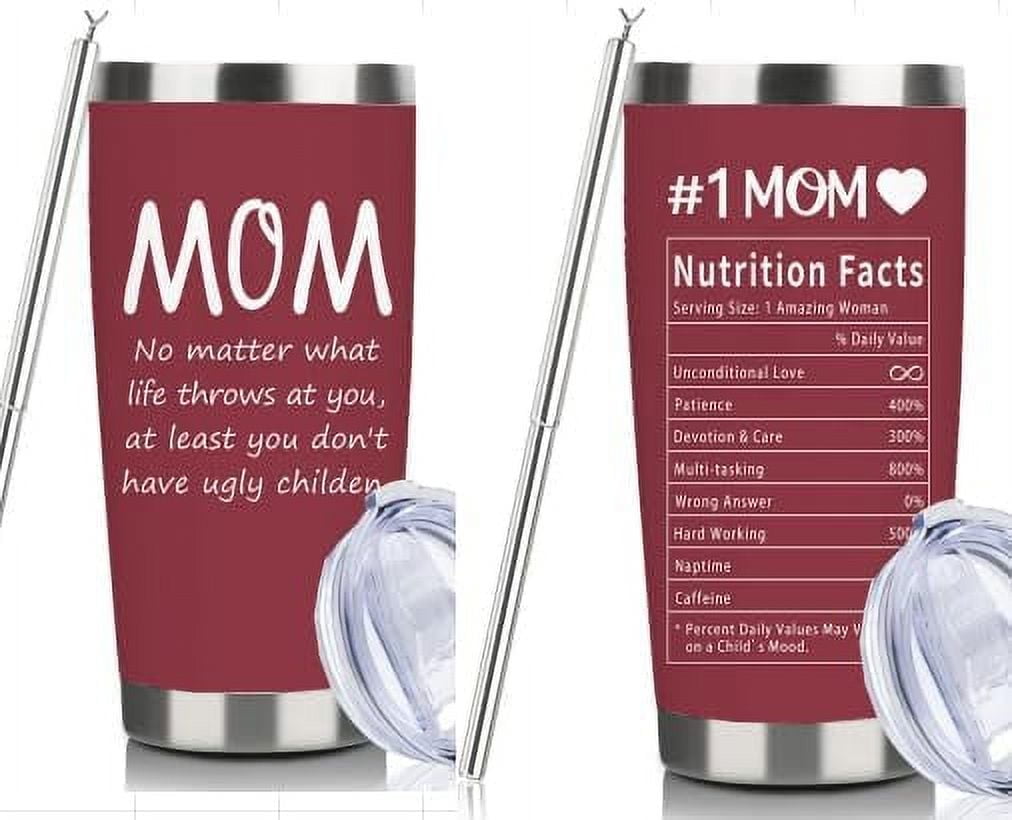 BdayPtion Gifts For Mom Christmas Mom Gifts From Daughter Son, Xmas Birthday Mama Bonus Stepmom Mother In Law Funny Present, Mothers Day Family Parents Gift, 20oz Pink Tumbler Cup And