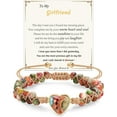 thumbnail image 1 of Gifts for Mom Daughter Granddaughter Mothers Day Gifts for Wife Girlfriend to My Sister Jasper Heart Bracelets Natural Stone Bracelet Birthday Anniversary Jewelry for Women, 1 of 5
