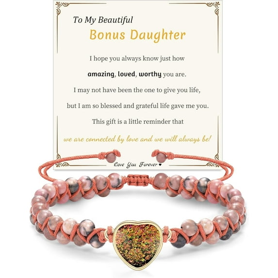 Gifts for Mom Daughter Granddaughter Mothers Day Gifts for Wife Girlfriend to My Sister Jasper Heart Bracelets Natural Stone Bracelet Birthday Anniversary Jewelry for Women