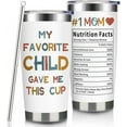thumbnail image 1 of Gifts for Mom From Daughter Mom Birthday Gifts From Son Best Gifts for Mothers Day 20oz Funny Mom Cup Christmas Presents for Mother From Favorite Child Kids Travel Tumbler With Lid Straw, 1 of 6