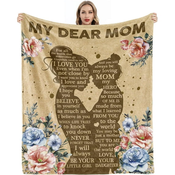 Gifts for Mom from Daughter, Mothers Day Birthday Gifts for Mom, Mom Gifts, Mom Blanket from Daughter, Mom Birthday Gifts, Presents for Mom, Soft Cozy Flannel Throw Blanket 50x60 Inches