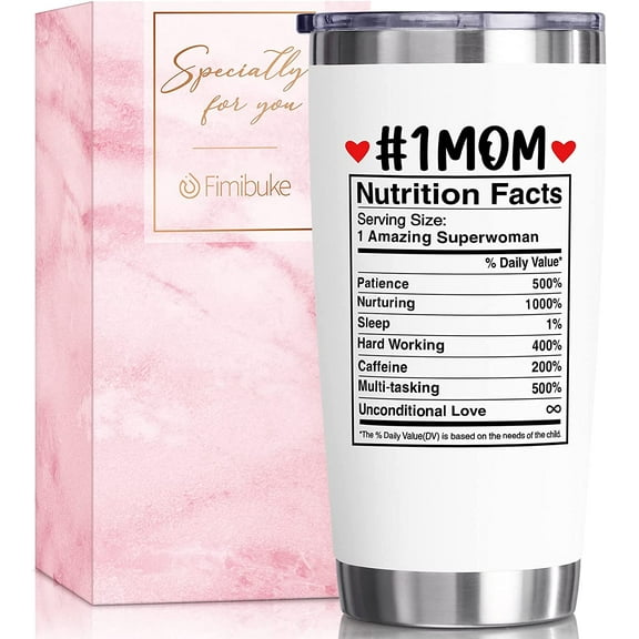 Gifts For Mom From Daughter, Son - 20 OZ Tumbler Christmas Gifts Mom Gifts For Mom, Mother-in-Law, Wife, Women - Nutrition Facts Insulated Cups Funny Birthday Presents Boxed Gift From Kids Husband